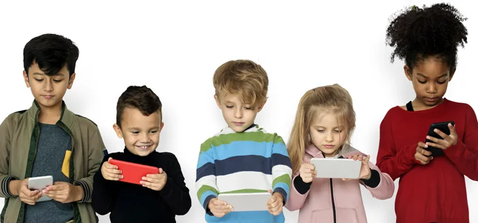 Children using tablets and phones